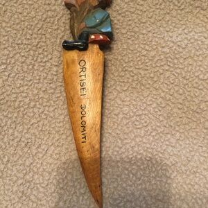 Handcrafted Italian Ortisei Dolomiti Hand Carved Wooden Letter Opener